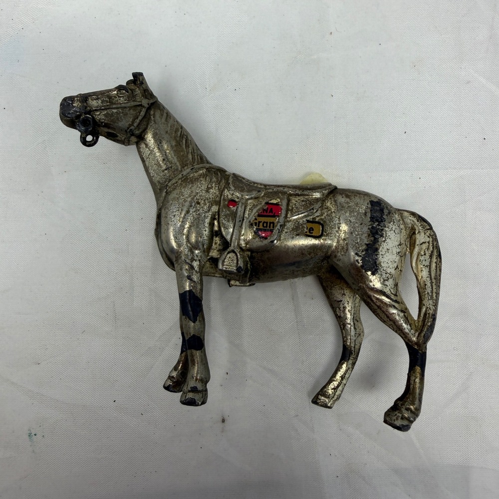 Vintage Occupied Japan Cast Metal Horse Figurine Silver Tone Saddle Bridle Decor